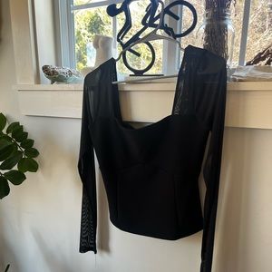 Black Long Sleeve Mesh Top - Abercrombie & Fitch - Size L